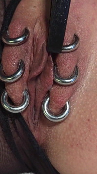 Dripping Pierced Pussy with Prolapse