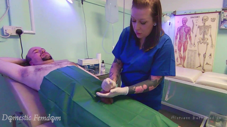 Domestic femdom: Medical Handjob