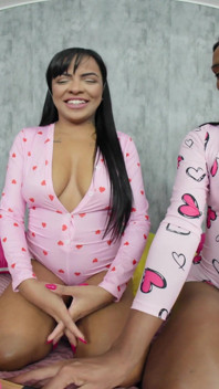 Busty Latina Trans Cums All Over MILF Face