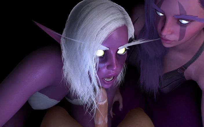 Wraith ward: Two Purple Elves double blowjob: 3D Porn