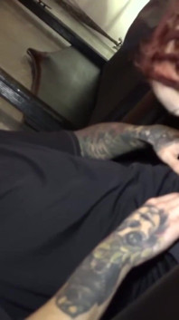 Tattooed guy whiping her nasty ass