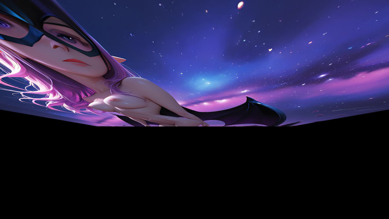 LustRender: Lustrender Слайд-шоу: обнаженный эльф Бэтгерл в фиолетовом деструкторской пыль ночного неба - Ai Видео