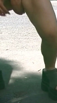 Determined Blonde Peeing Outdoor