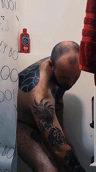 Sexy shower hot tattooed guy