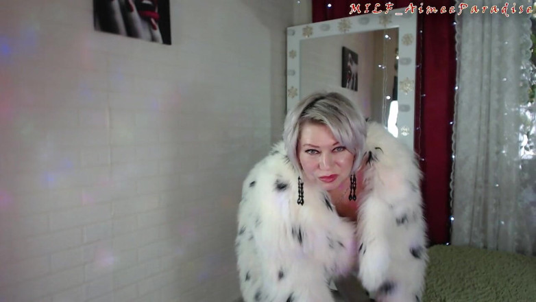 AimeeParadise: Charming mature bitch poses and smokes in a fur coat,...