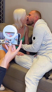 Her Girlfriend Likes Big Dick Pusling in Her Mouth - FFM Threesome - 18yo Ready for Hardcore Blowjob POV