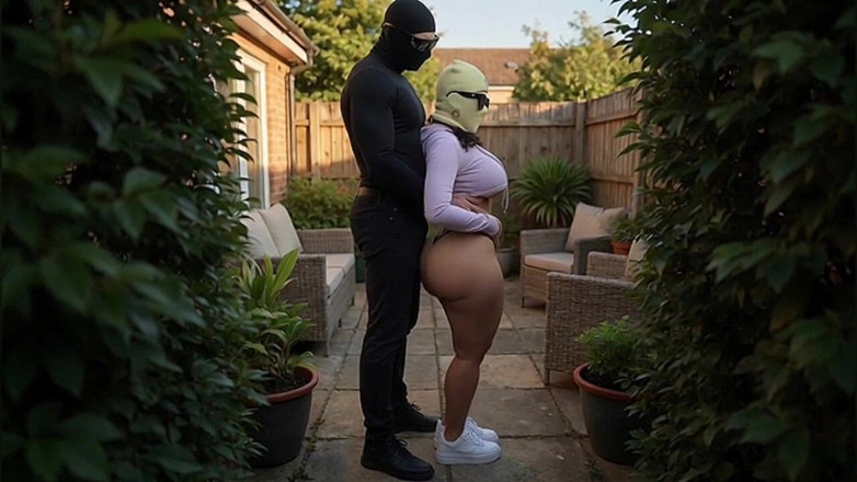 Animate golden: Tall Stepdad Pressing Petite Big Ass Stepdaughter in Backyard