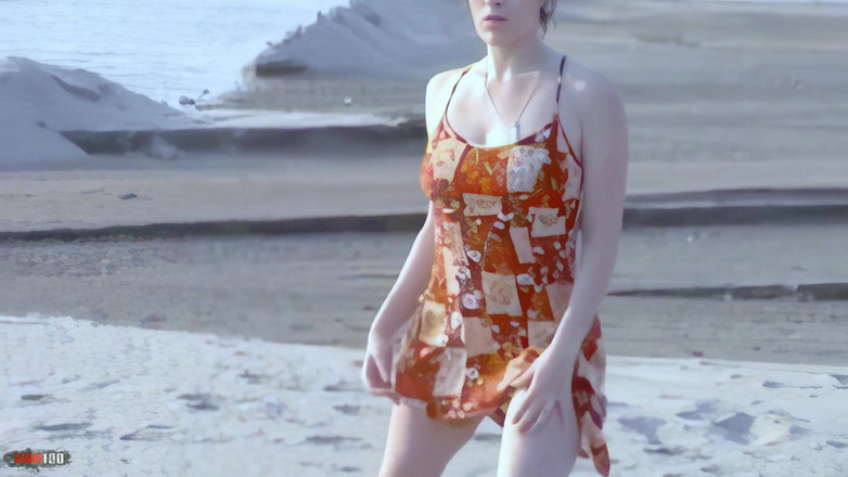 MMM100: Tigra: Striptis Sensasi Si blonde cantik membuka pakaian di tepi...