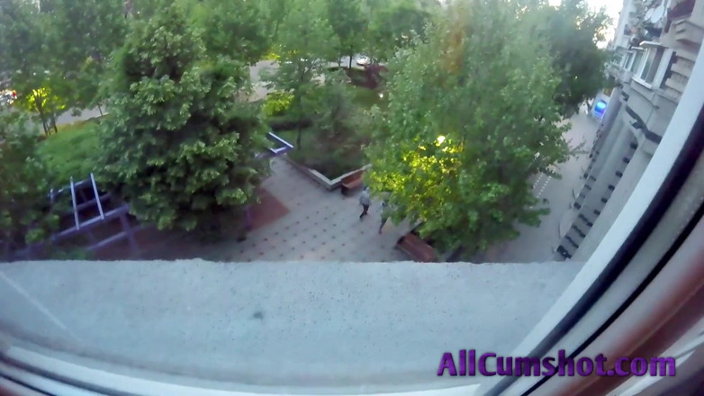 All Cumshot: He smokes and relaxes on the balcony while she on...
