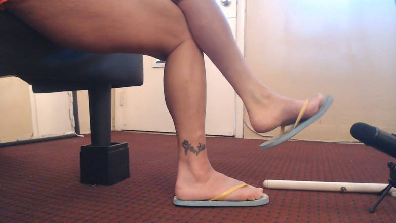 Abby Anna: ASMR lemon blue flip flops shoe play slap