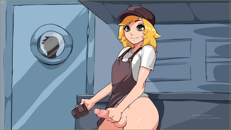 Future MoneyMan: Horny Shemale Girl Jerking Her Cock in Cofee Shop