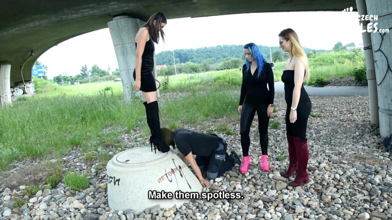 Czech Soles - foot fetish content: Walking a foot slave out with her 2 friends