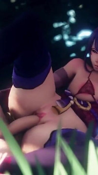 Aether Fucks Raiden Shogun in the Forest Leg up Genshin Impact Sex Spread Legs Japanese 60 Fps