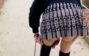 Lady Oups exhib &amp; slave stepmom: Lady Oups Outdoor Flashing in Mini Skirt and Buttplug