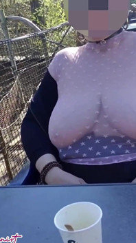 Small Café on the Terrace with a Transparent Top and a Mini Skirt No Panties