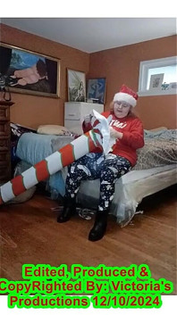 Nurse Vicki Blows up Huge Candy Cany for Santa!