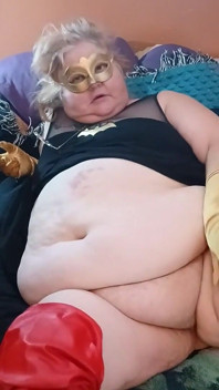 BBW Bat Girl Masturbates for You with Her Golden Gloves on!