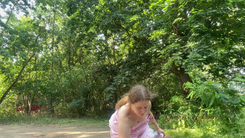 Lily, Goddess of Desire: Cute Teen in Costume Playing in the River Like in...