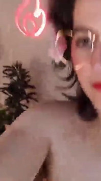 Nerdy Brunette Camgirl Hanging Out in Bedroom