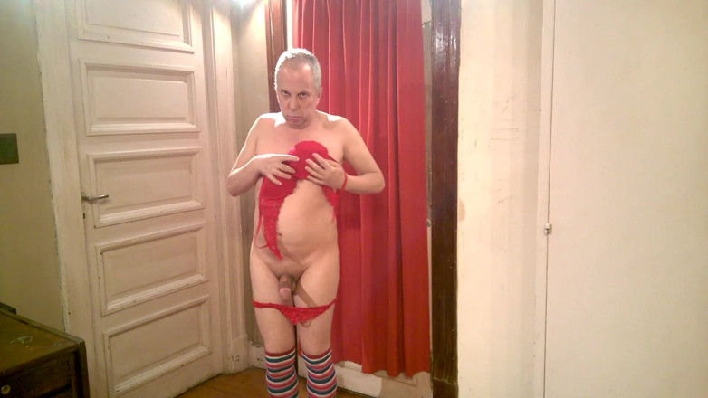 Dildo Man and Cross Hard Sex: With beautiful stockings I'm parading and showing everything
