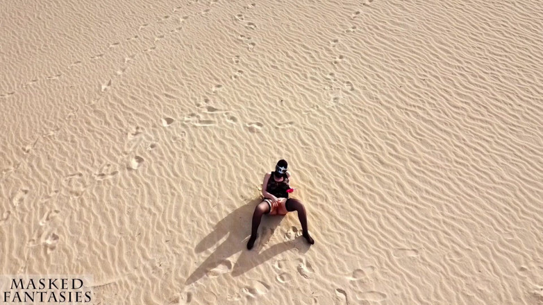 Masked-Fantasy: This MILF Masturbates Her Pussy in a Huge, Secluded Desert...