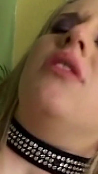 Blonde Slut in Collar Fingered to Orgasm