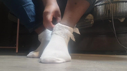 Simp to my ebony feet: my pretty white socks