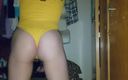 Lizzaal ZZ: Sexy yellow bodysuit ass teasing
