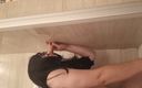 Mommy with secret: Trans Stepmommy Play Under Shower with Small Dildo