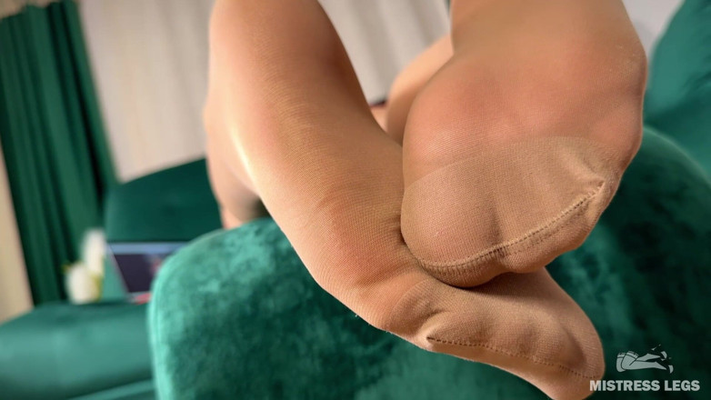 Mistress Legs: Teasing You with My Nylon Feet While Playing My Foot...