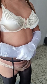 Modeling and Getting Excited in My Nude Nylon Lingerie, Tights, Panties and Vintage Bra