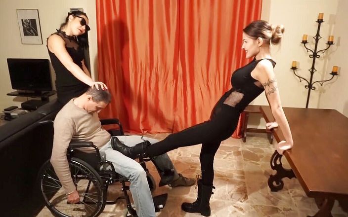 Lady Mesmeratrix Official: Obedient slave in the wheelchair gets bad spanking from 2 cruel...