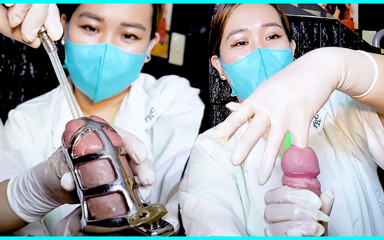 DominaFireOfficial: Dos enfermeras sonando esclavas en castidad