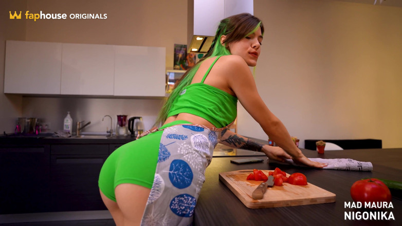 Mad Maura: Cucumber and Anal Kitchen Fun