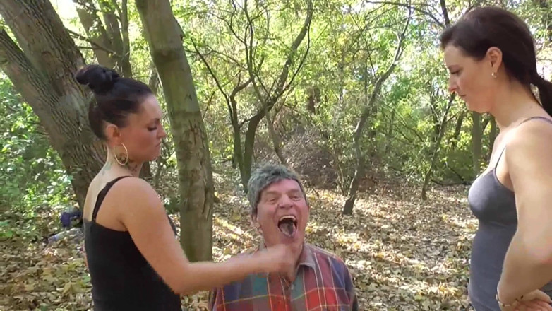 Femdom Austria: The forest ashtray and spit-on!