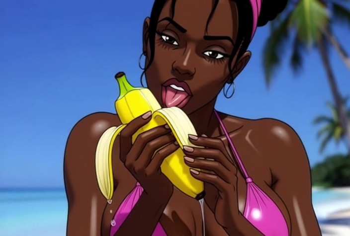 Octopussy Lovers Club: Темношкіра дівчина займається сексом на пляжі. Африканська дівчина. Мультфільм. Найсексуальніші дівчата на планеті