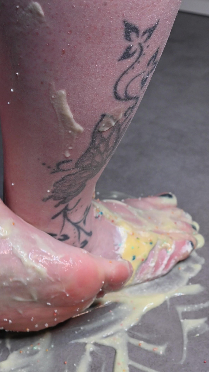 Sexyskyfeet: Asmr creamy pudim pé esmaga grossa pudim e sprinkles