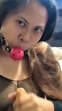 Hot Fit Asian Jasmine Jade Ball Gagged Begging and JOE - Jerk off Encouragement