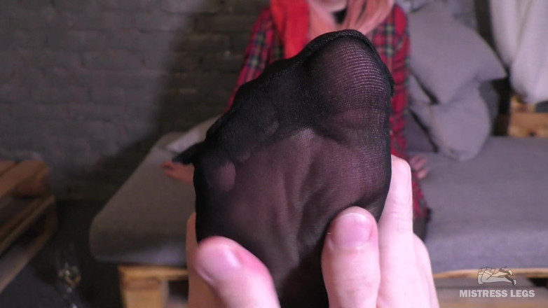 Mistress Legs: POV foot massage of nylon feet in black and white...