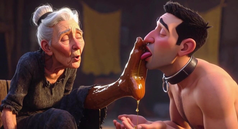YOUR BEST FANTASY: Submissive Slave Licking Wrinkled Feet of Old Ladies