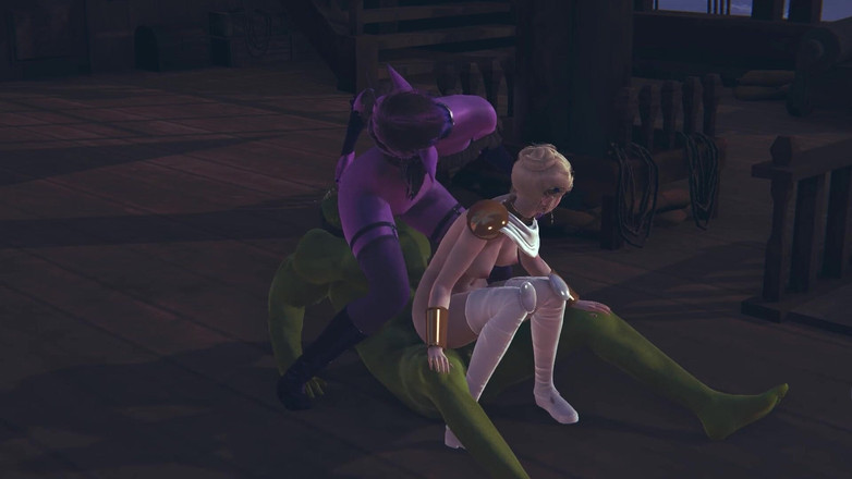 Waifu club 3D: Orc Membawa Peri Gelap dan Terang untuk Orgasme