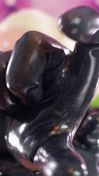 ASMR video in latex: big rubber gloves (Arya Grander) SFW video with hot sounding