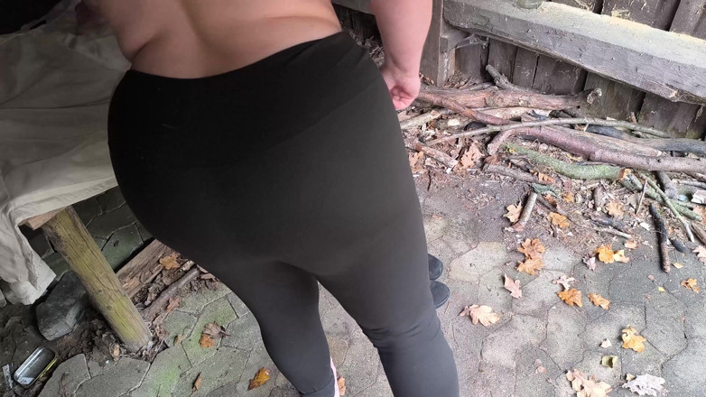 Bouncy Tits Action: Very Hard Pussy and Tit Slapping the Shed
