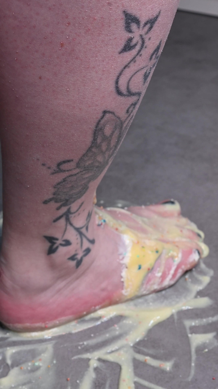 Sexyskyfeet: Asmr Krémová Pudinková Noha Smash Tlustá Puding a Sprinkles