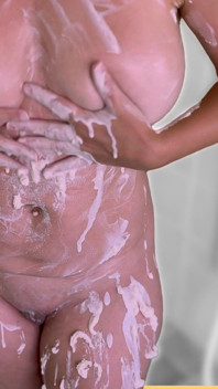 Wifey Loves to Clean Her Perfect Body with Shaving Cream.