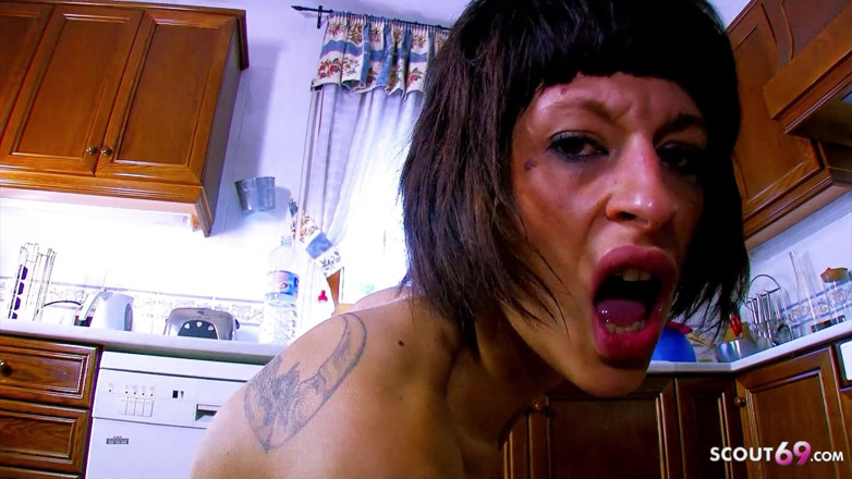 Full porn collection: Skinny Milf Lia fucked by neighbors in the kitchen after...