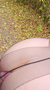Public Pissing Blond Nylon Babe Gets Cum on Her Pantyhose