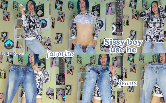 Sofi_elfqueen: Sissy boy modelando sus jeans favoritos livecam