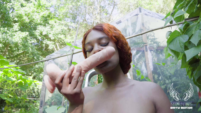Mianins: Spicyxmina in the Greenhouse with an Eggplant