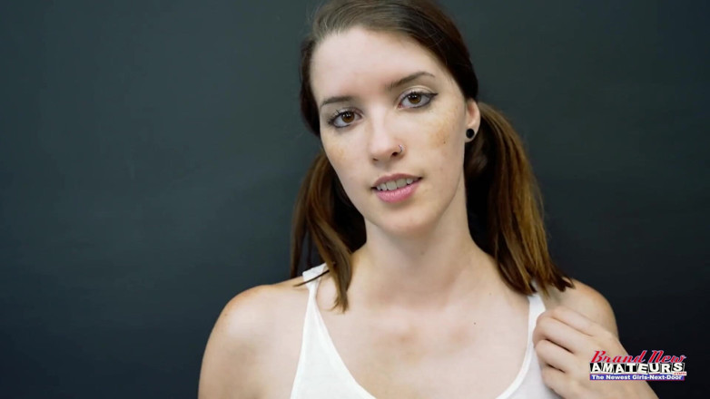 Brand New Amateurs: Skinny brunette fucks and sucks cock in porn audition